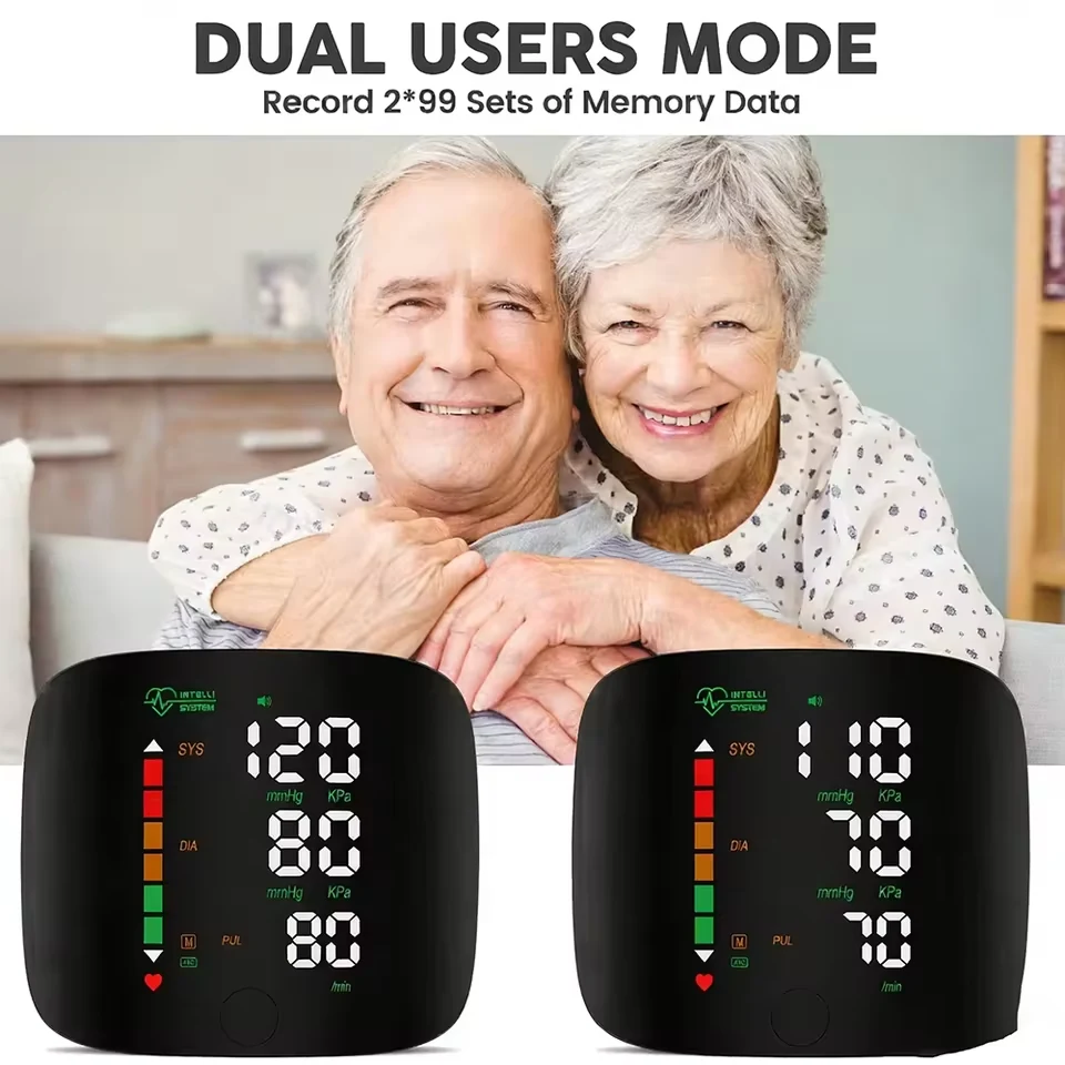 Smart LCD Rechargeable English Voice Wrist Blood Pressure Monitor